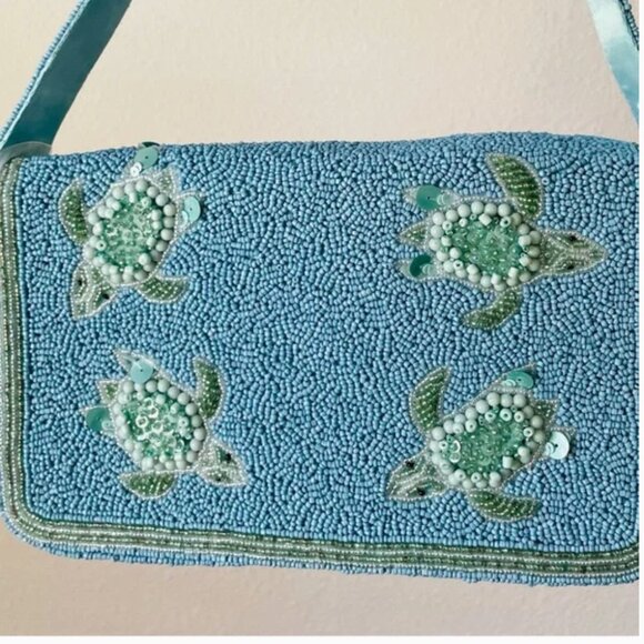 Handcrafted in India Tik Tok Viral Beaded Sea Turtle Shoulder Bag NWT - Picture 5 of 7